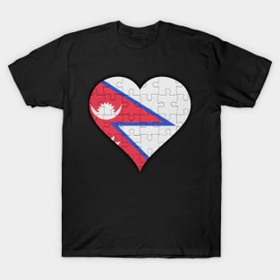 Nepalese Jigsaw Puzzle Heart Design - Gift for Nepalese With Nepal Roots T-Shirt
